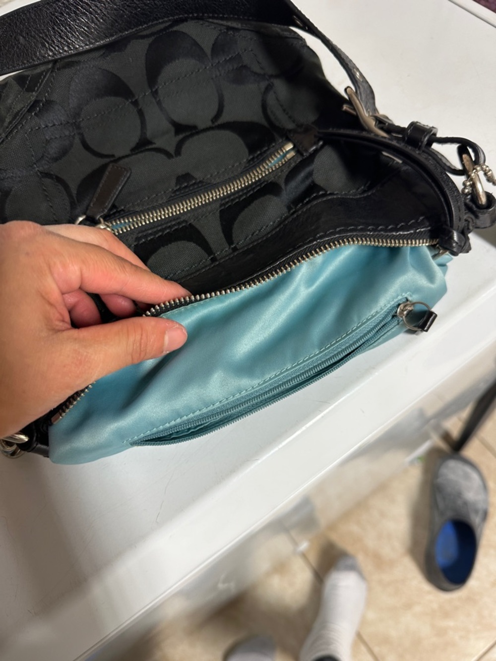 Coach Black Signature Canvas and Leather Shoulder Bag - Picture 13 of 13